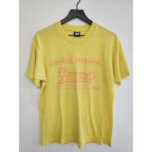 Vintage Coachlite Invitational Shirt Mens Large Yellow Made USA Roselle IL 90s
